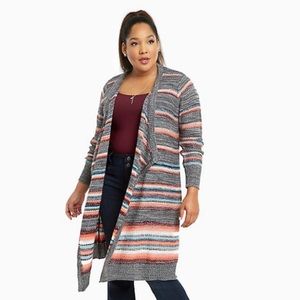 Euc Torrid striped open long cardigan sweater 1X